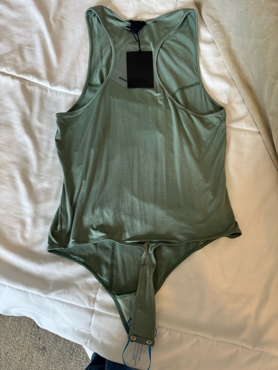 NBD Tops - NBD Olive Green Racerback Bodysuit